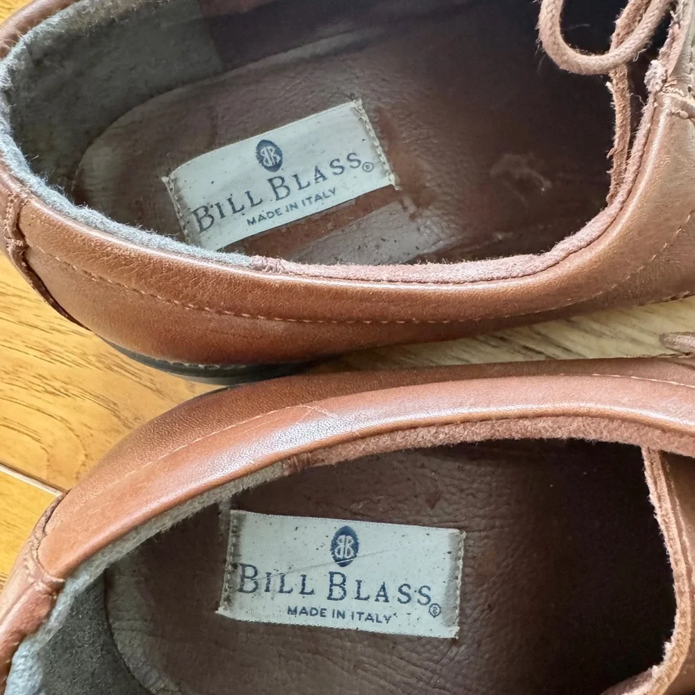 Bill Blass Men's 13 Brown Leather Mock Toe Derby Oxford Dress Shoes Comfort Sole